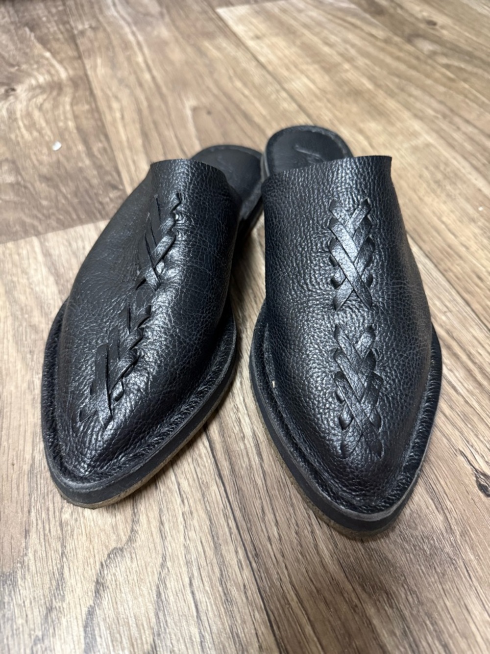 Free People Black Leather Slip-On Mules - Picture 2 of 6